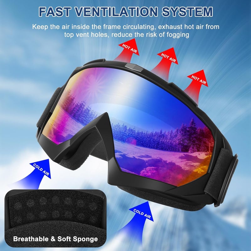 OXG Store Ski Goggles for Men Women, UV Protection Snowboard Snowsports Goggles for Kids Youth - Image 3